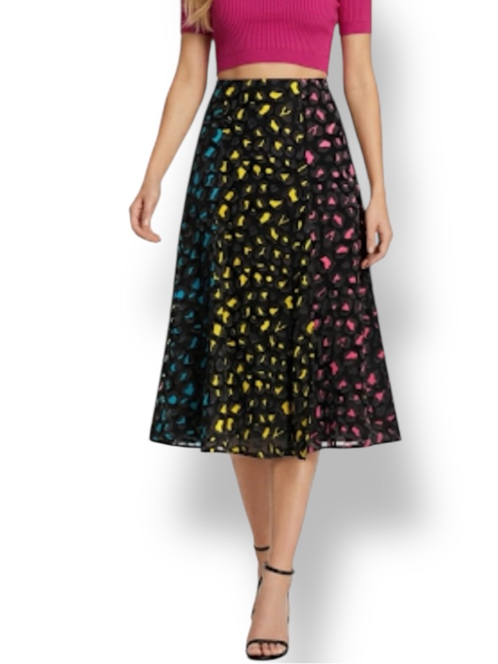 Alice + Olivia Jenessa Rainbow Leopard Silk Blend Midi Skirt Modified Reworked 0